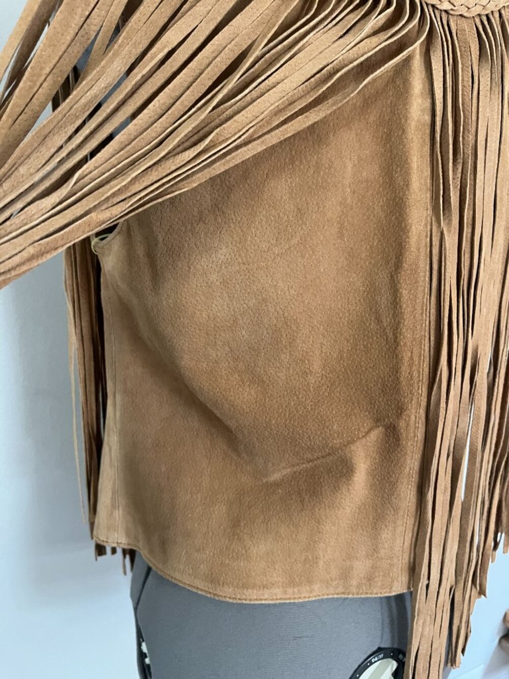 Forever 21 Sz M Light Brown Suede Leather Open Front Fringe Vest - Picture 8 of 12